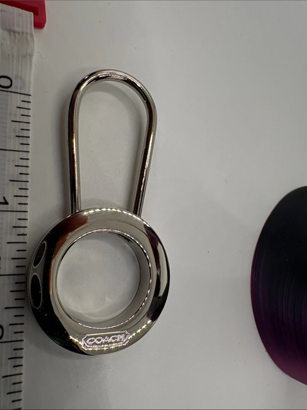 Coach Blue and Silver Enamel Circle Keyring